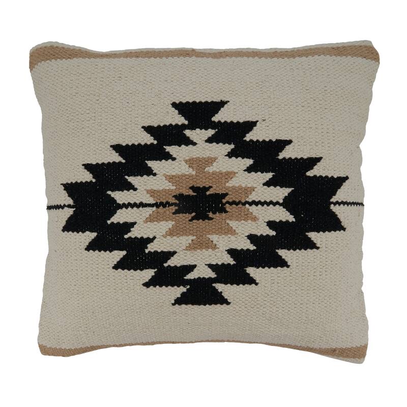 Throw Pillow With Kilim Design, 18"x18"