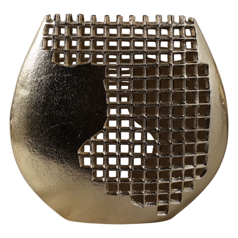 Metal Aluminum Decorative Vase for Shelves and Tables - 10" Gold