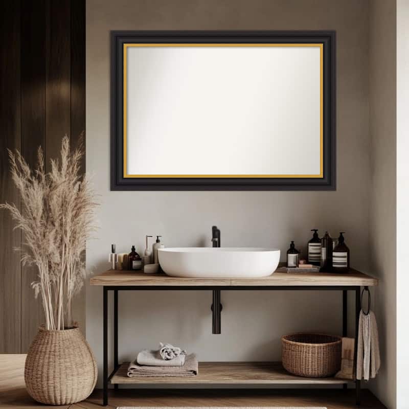 Sierra Non-Beveled Wood Framed Bathroom Vanity Wall Mirror