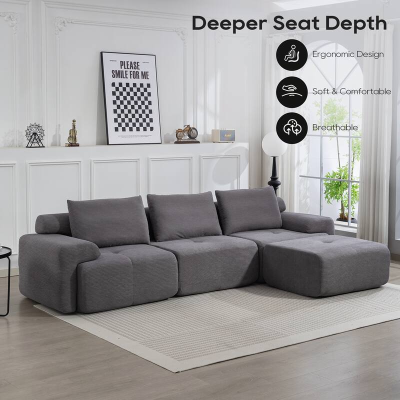 L-Shaped Sectional Couches for Living Room with Memory Foam