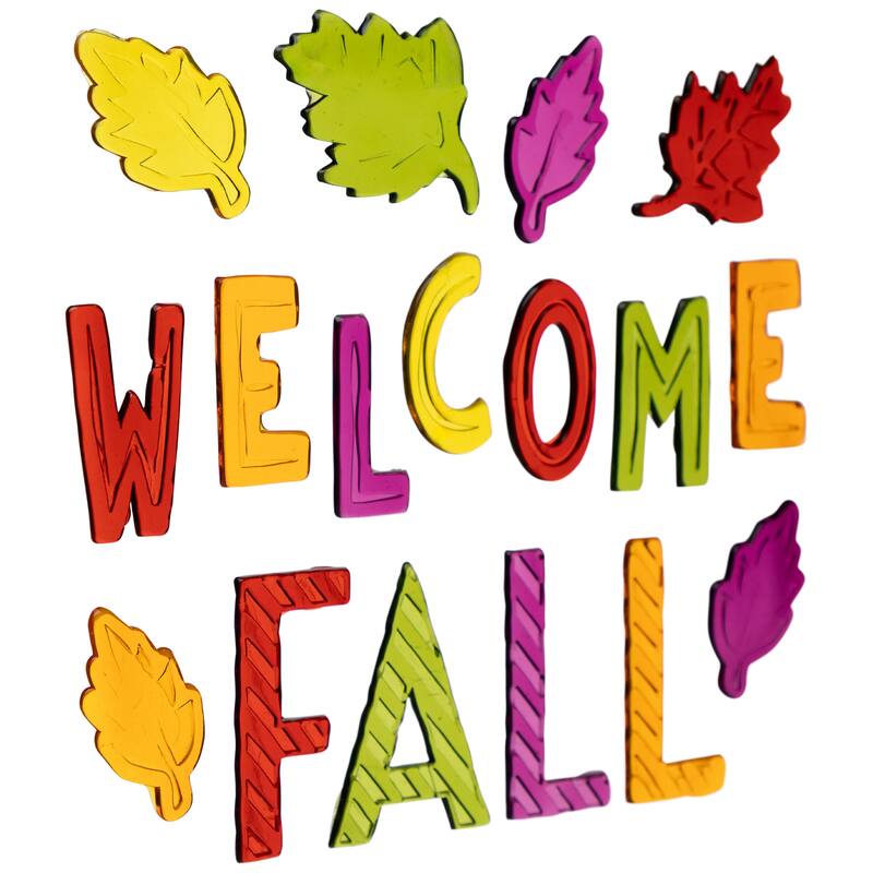 17-Piece Welcome Fall Thanksgiving Gel Window Clings