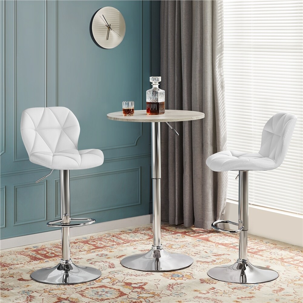 Yaheetech Adjustable Faux Leather Swivel Armless Bar Stool Set of