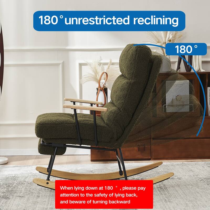 Chichoice Modern Accent Rocking Chair with Footrest, Nursery Glider Rocker with Side Pocket