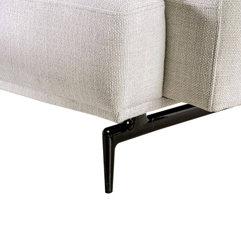 Aera Sectional Sofa w Left Chaise, Light Gray Wool, Black, 119 Inch