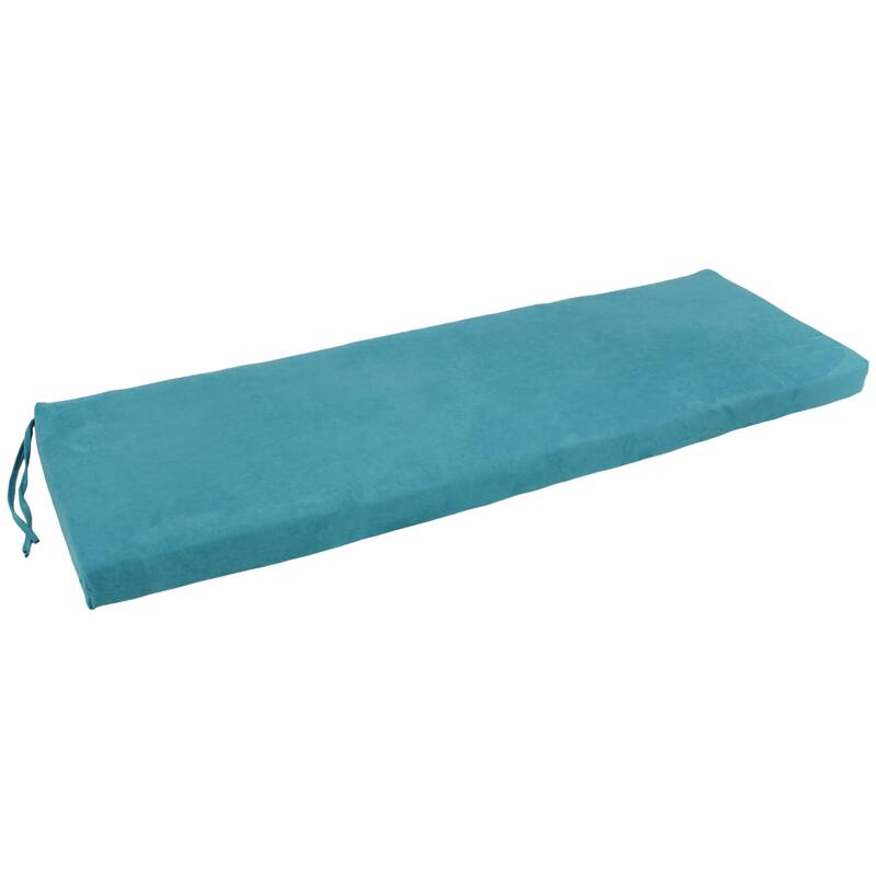 Microsuede Indoor Bench Cushion (57-, 60-, or 63-inches wide) - 57" wide - Aqua Blue