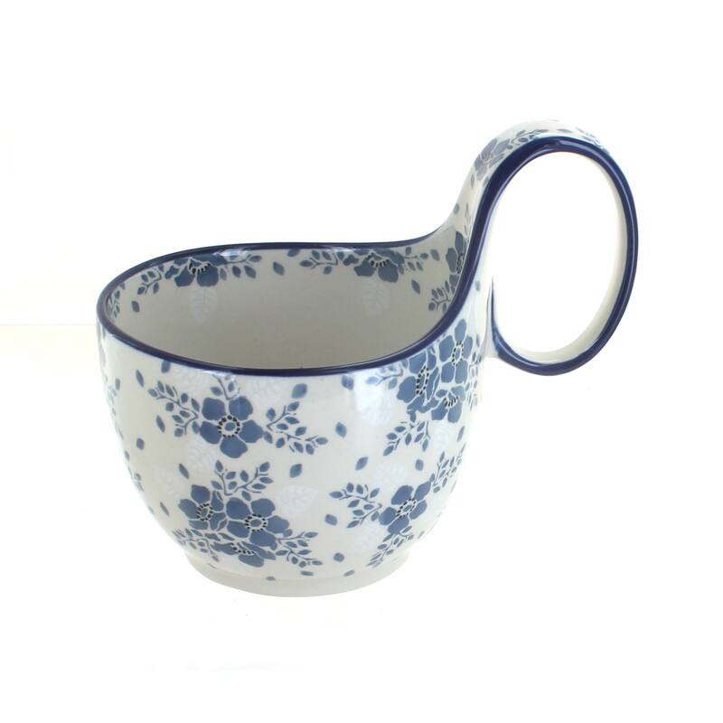 Blue Rose Polish Pottery 845 Ceramika Artystyczna Soup Mug - Blue Fleur