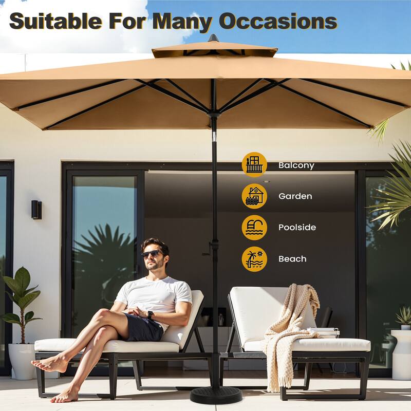 VredHom 9 x 5 Ft Outdoor Rectangular Market Umbrella with Double Top
