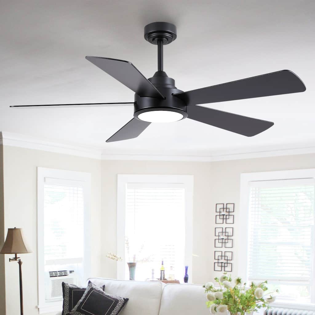 52" Downrod Ceiling Fan with Light, Modern LED Ceiling Fan,Remote and APP Control,Quiet DC Motor,sloped ceiling compatiable