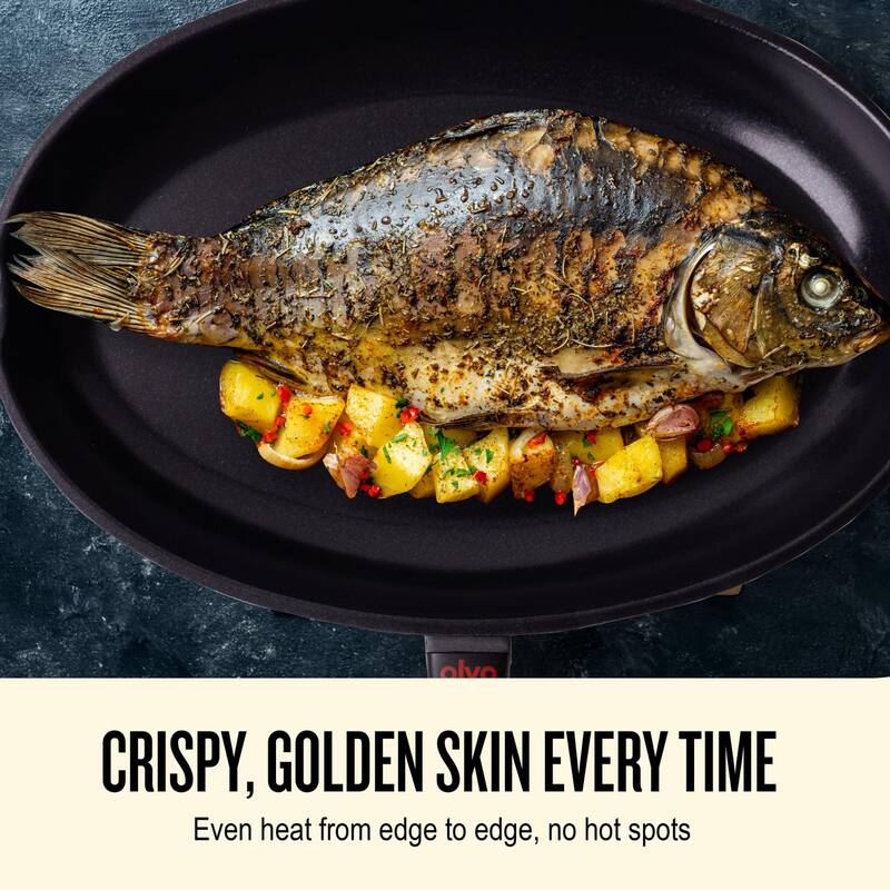 Alva Energy Ceramic Nonstick Fish Pan 13.4" Oval Frying Pan for Cooking Fish