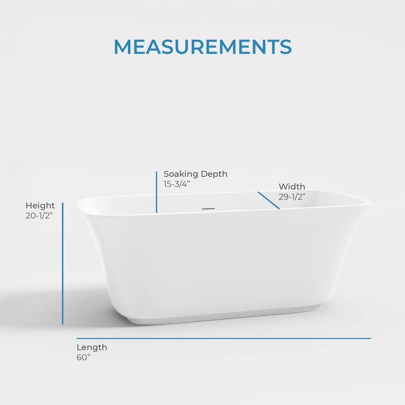 OVE Aveline 60-inch Free-Standing Bathtub in Glossy White