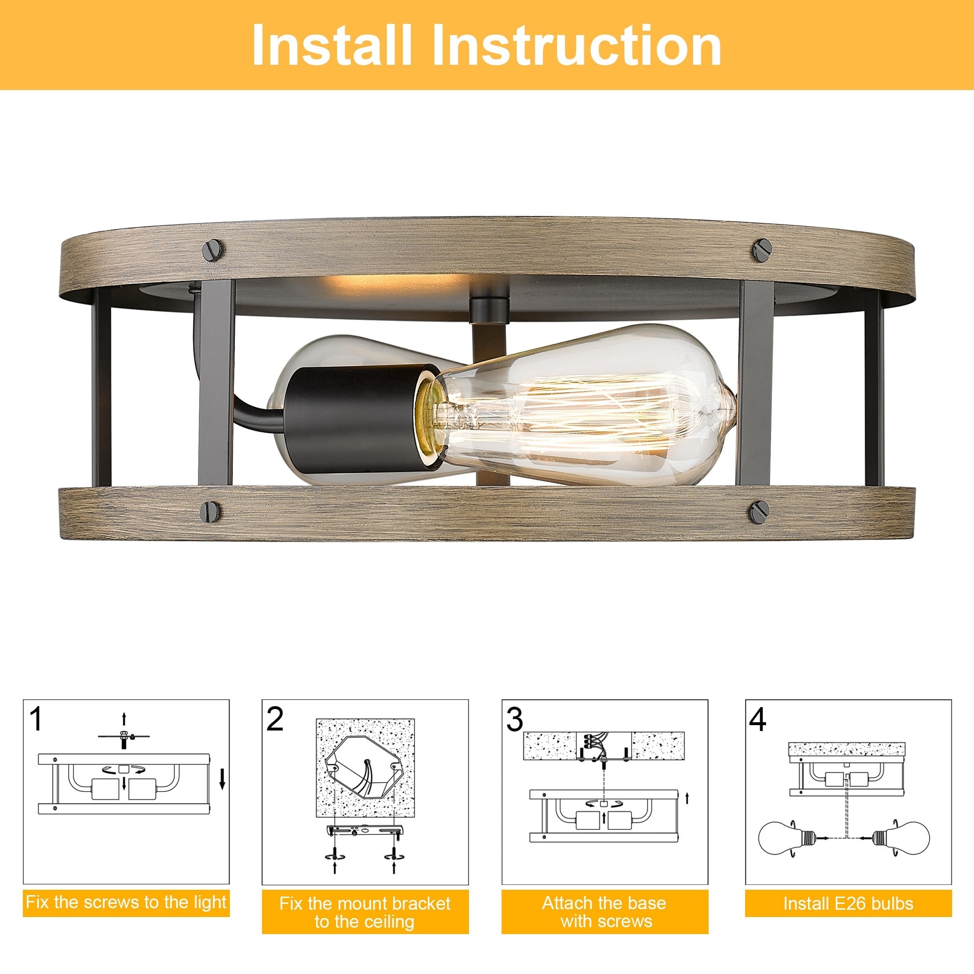 12.9 Inch Modern Semi-Flush Mount Ceiling Light Fixture-image