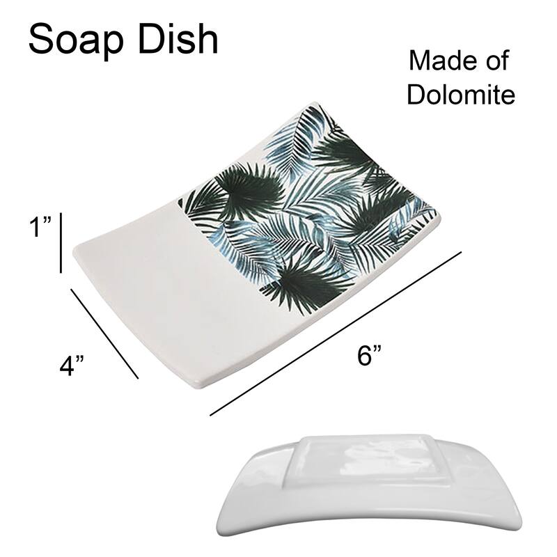 Bathroom Accessory Set 4-Pieces Tropical Bamboo Leaves