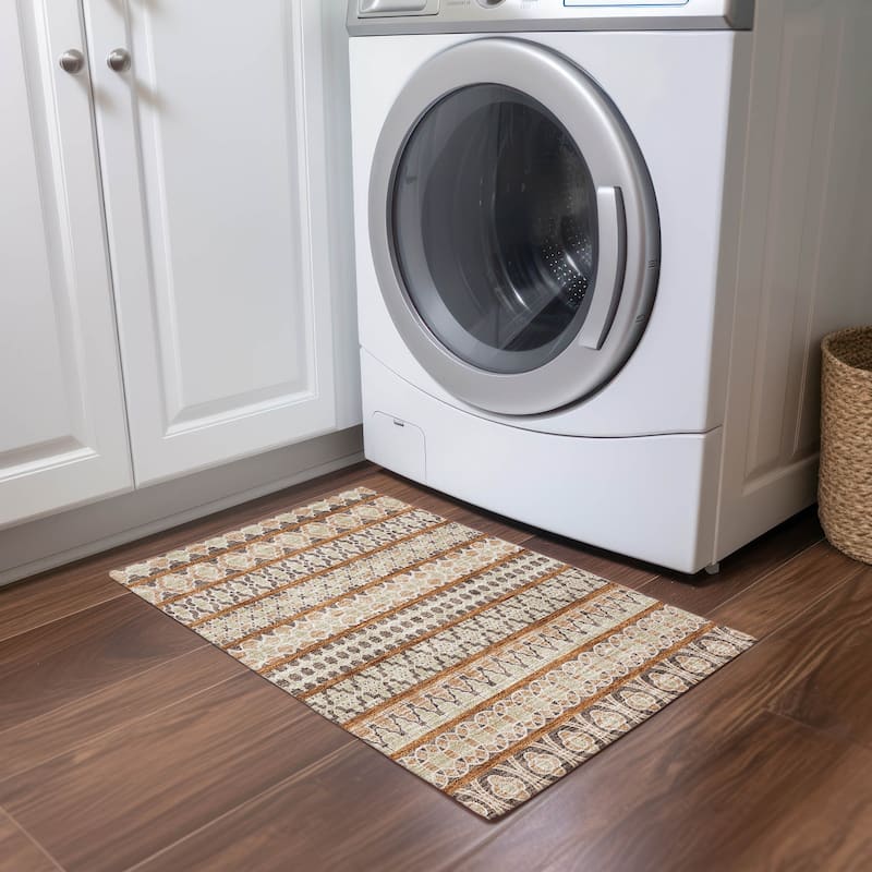 Machine Washable Indoor/ Outdoor Chantille Boho Stripe Rug