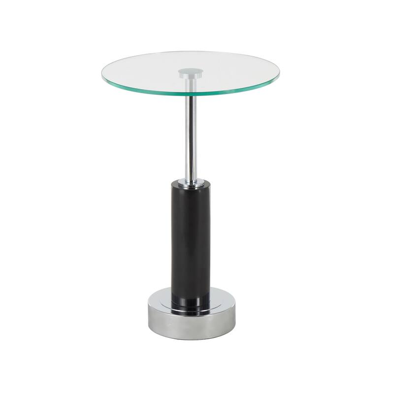 Marble Round Accent Table with Gold Metal Rod and Base - White or Black - Roche River Decor