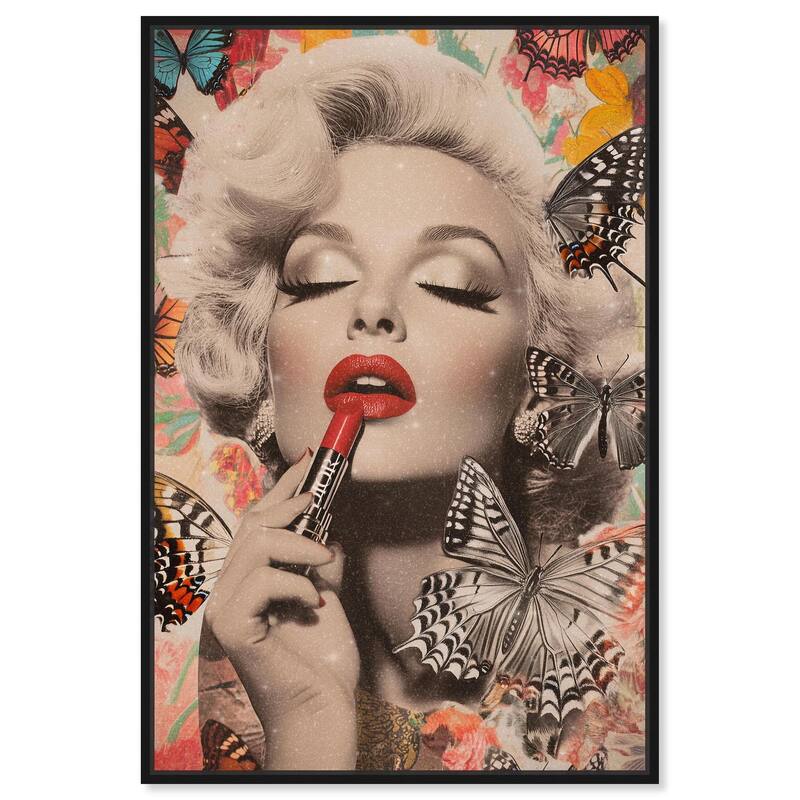 Iconic Lady Butterfly Collage Canvas by Art Remedy - 20" x 30" - Black