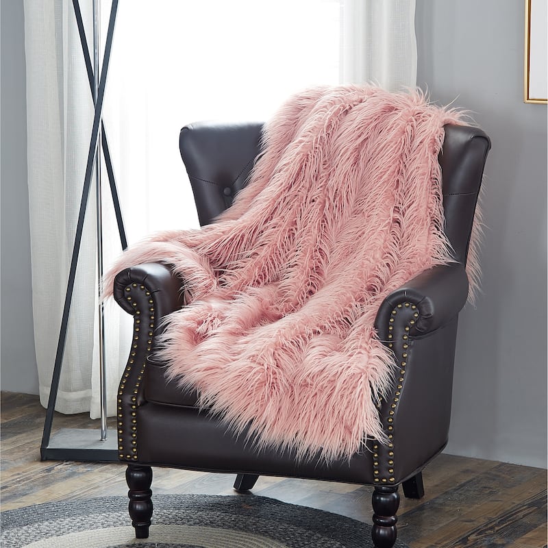 Karenne Shaggy Fauxfur Throw Blanket