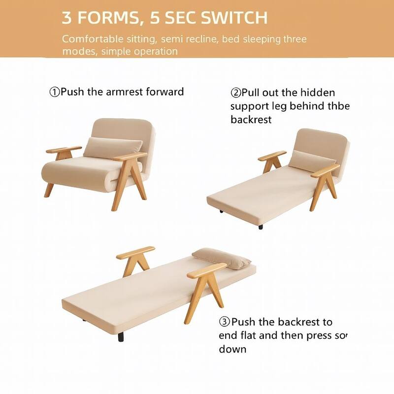 3-in-1 Foldable Reclining Sofa Chair