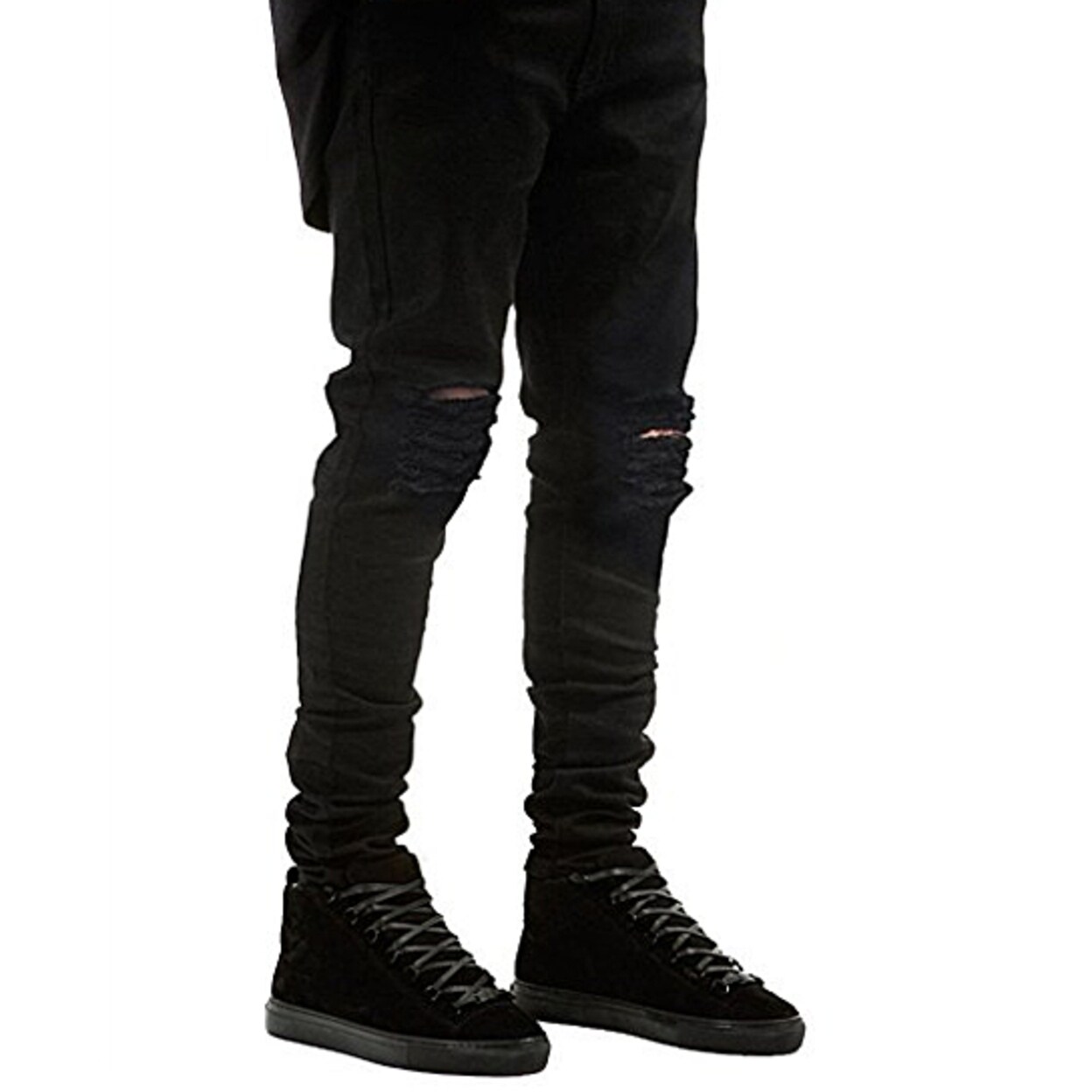black stretch ripped skinny jeans