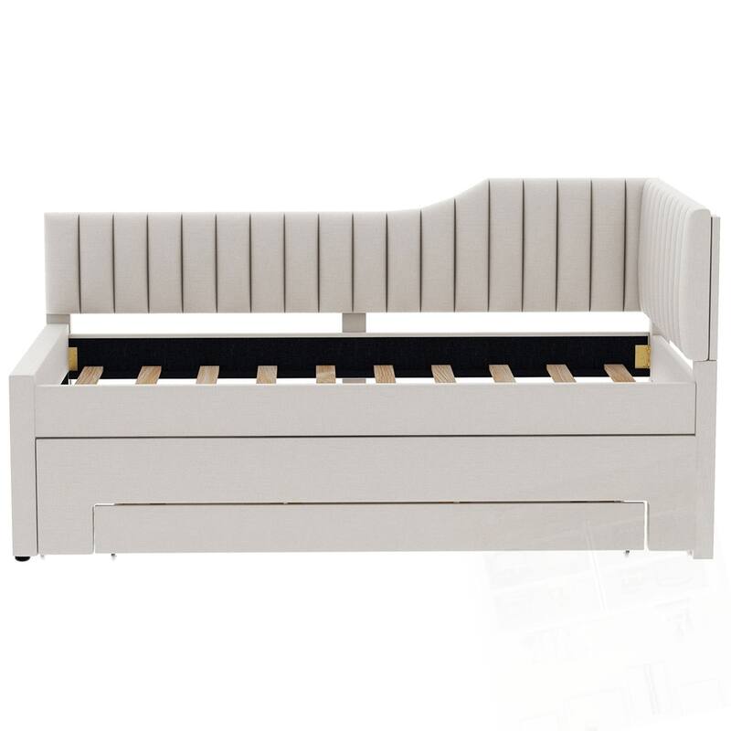 Upholstered Daybed with Trundle and Three Drawers