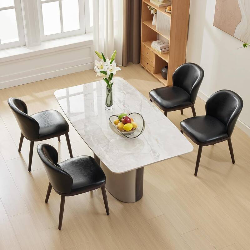 Upholstered Dining Chairs Set of 2, Kitchen Chair with Wooden Legs,Fabric Comfortable Seat