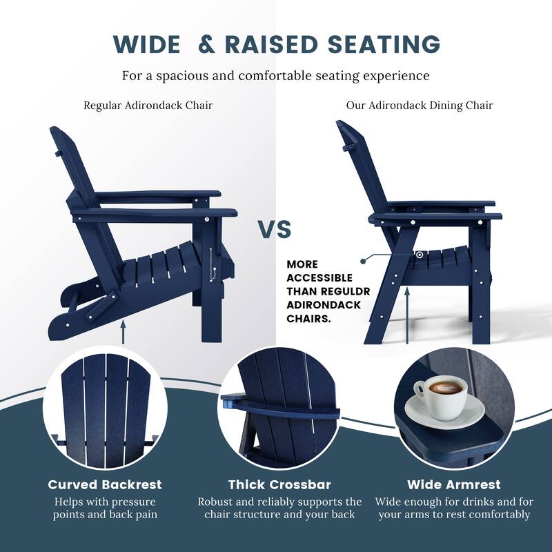 Laguna Hdpe All Weather Outdoor Patio Adirondack Dining Chair With Arms