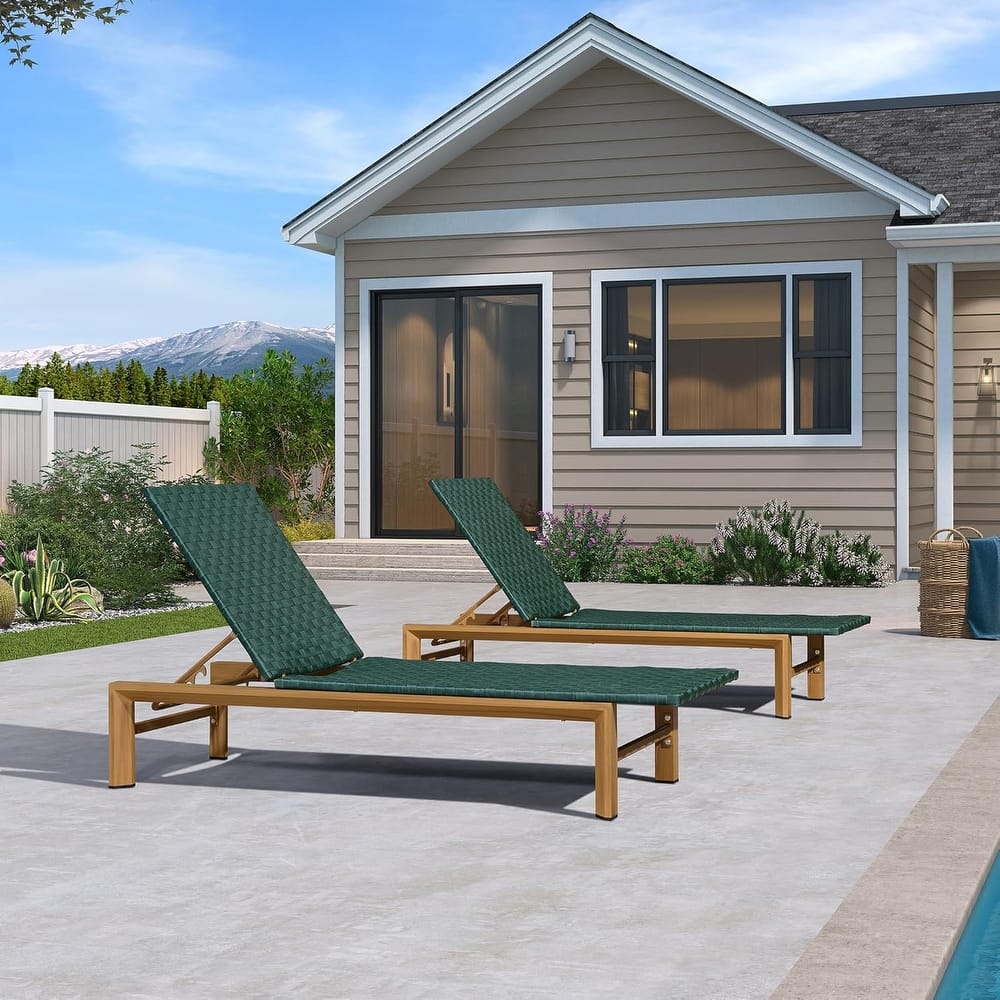 PURPLE LEAF Patio Chaise Lounge Rattan Chair Outdoor Pool Adjustable Recliner Wicker Lounger