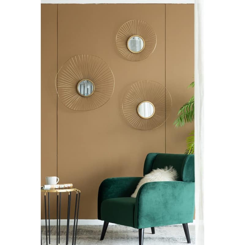 Abstract Forged Iron Wall Mirrors - 26" - Gold - Set of 3
