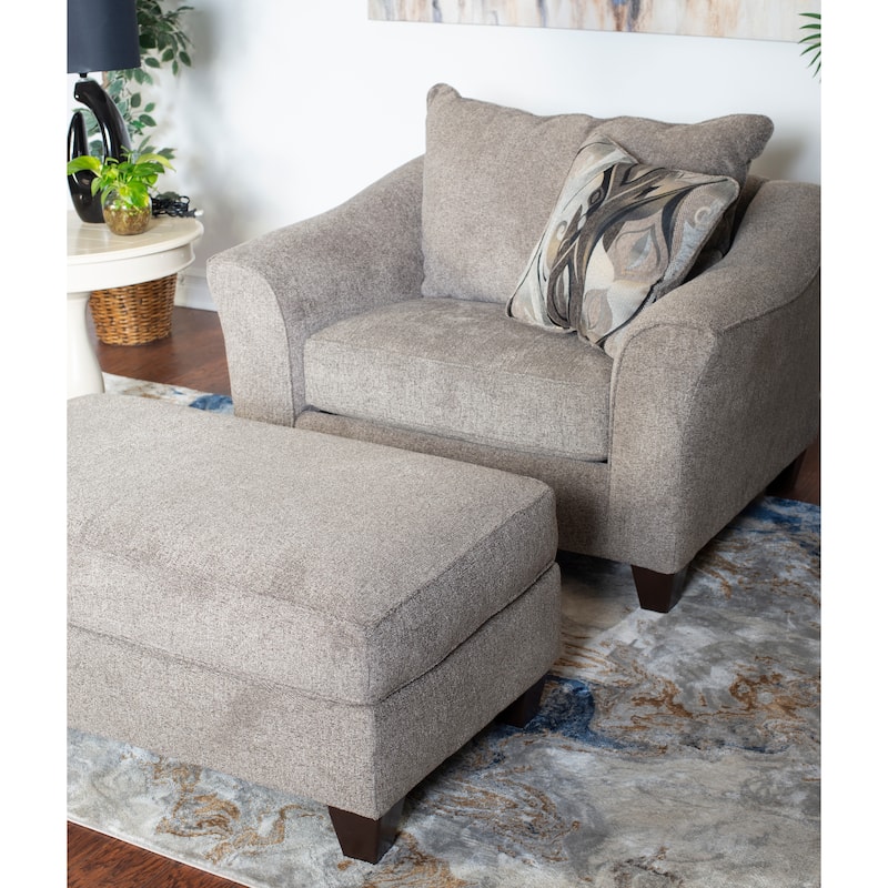 Roundhill Furniture Camero Contemporary Fabric Accent Chair and Ottoman Set