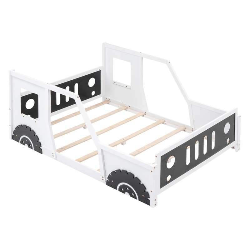 Twin/Full Size Race Car-Shaped Platform Bed with Wheels, Kids Race Car ...