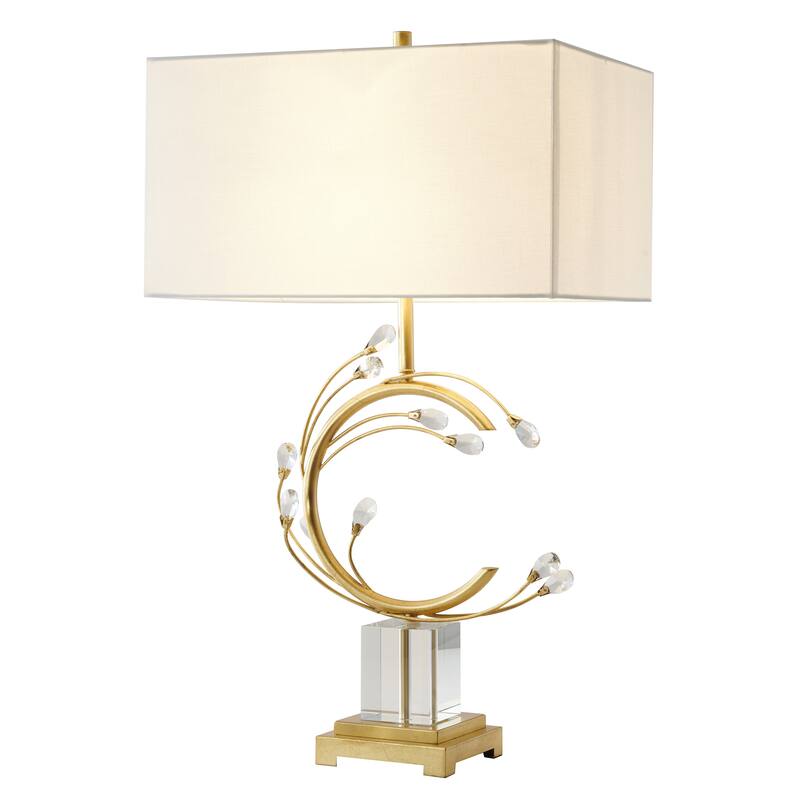 1 Light Silver Metal Frame Table Lamp With Clear Crystal