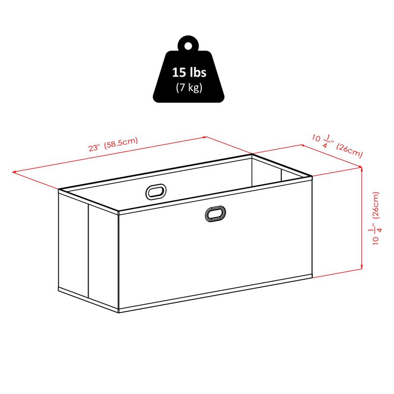 Torino 3-Pc Foldable Shelf with 2 Foldable Wide Fabric Baskets, Black - 27.8 x 11.5 x 38.54 inches