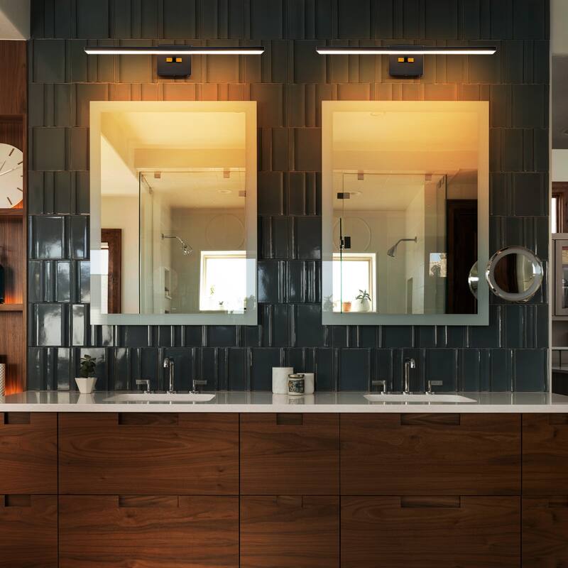 Modern Dimmable LED Wall Sconce Bathroom Vanity Light with 3-CCT Selectable Light - Black