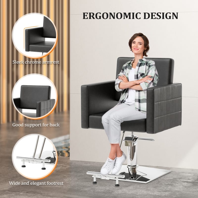 OmySalon PVC leather stainless steel foot operated for Salon Styling Chair, Hair Cutting Hairdressing Beauty Equipment - N/A
