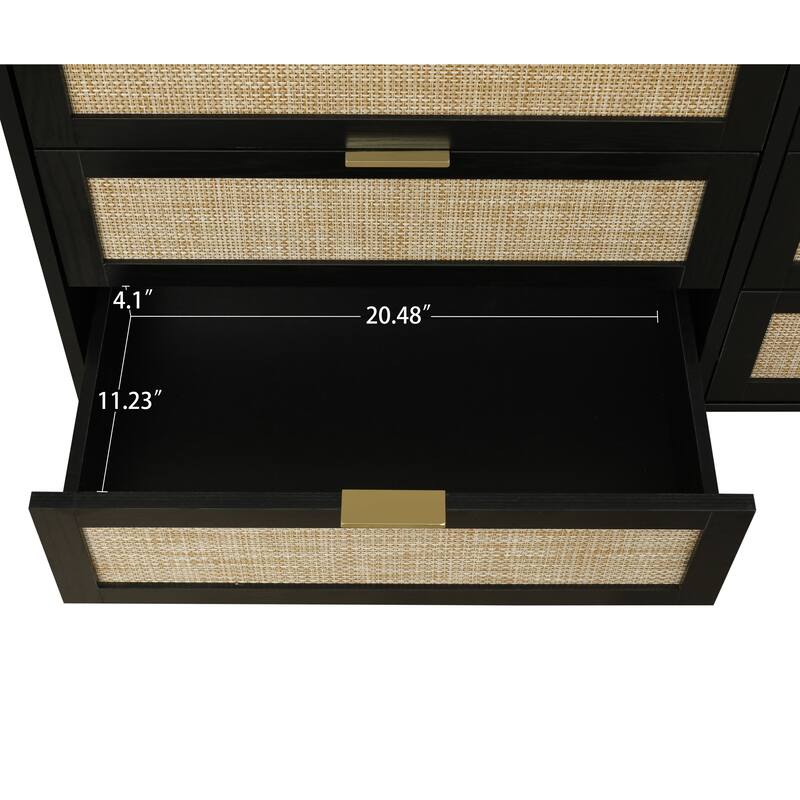 6 Drawer Rattan Dresser, Buffet Cabinet, Storage Cabinet for Bedroom