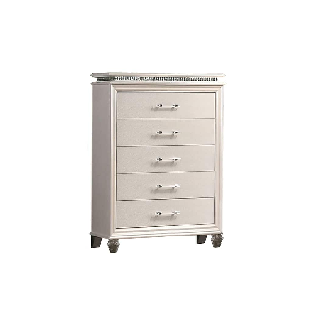 Chest with 5 Drawers and Acrylic Bar Handle, Offwhite