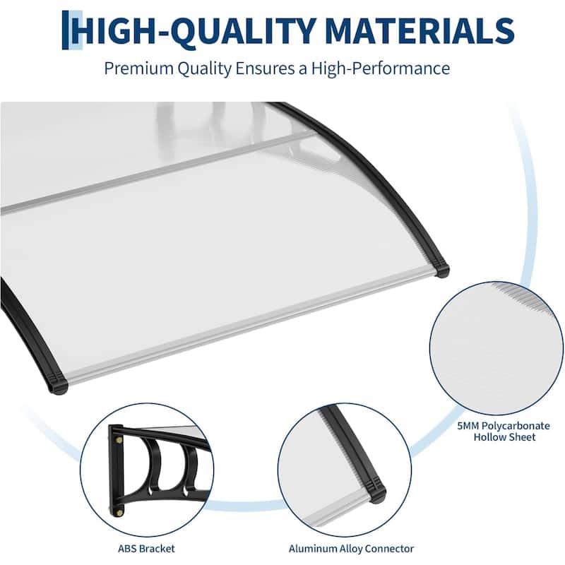 40"x40" Window Awning Canopy Exterior, Polycarbonate Cover, for Door Entrance - N/A