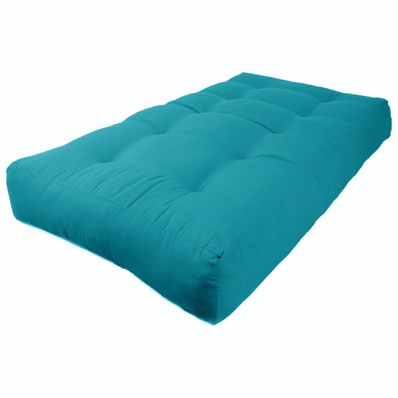 9-inch Thick Twill Futon Mattress (Twin, Full, or Queen) - Aqua Blue - Twin