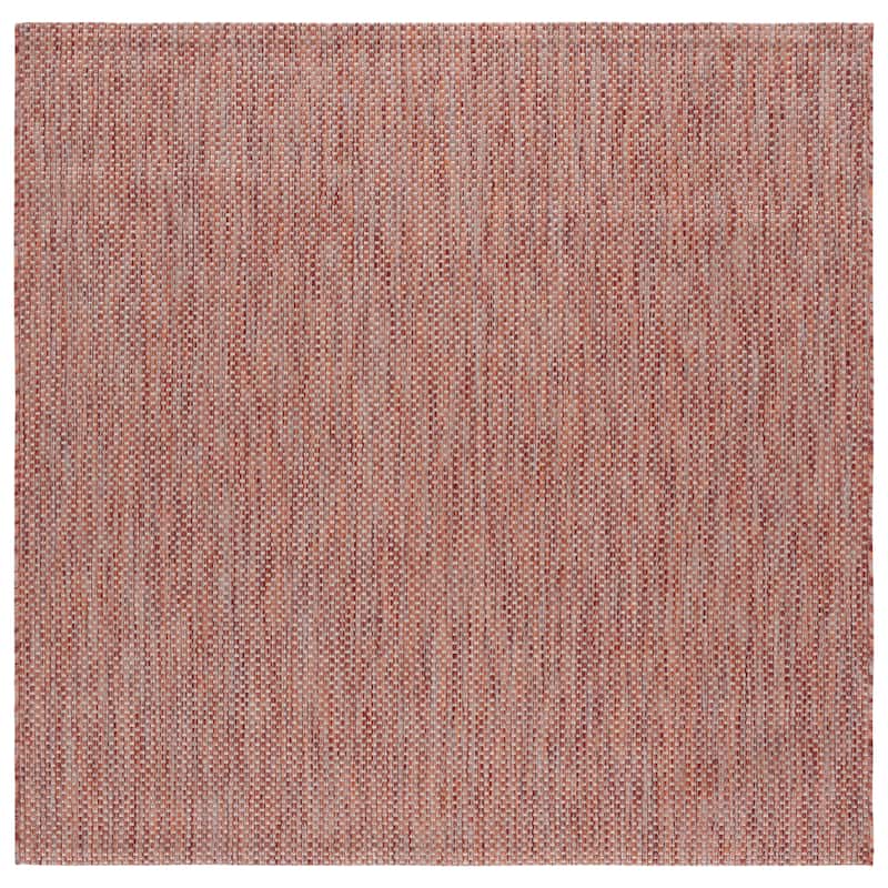 SAFAVIEH Courtyard Begajeta Indoor/Outdoor Waterproof Patio Backyard Rug. - 4' Square - Red/Beige