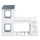 preview thumbnail 10 of 13, Twin Over Twin Bunk Bed with Storage Stairs,Wood Bed with Roof, Window, Guardrail, Ladder
