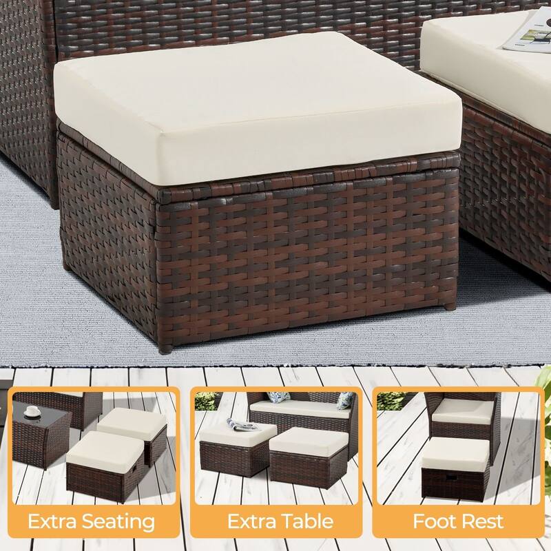 2 Pieces Decorative Accent Outdoor Patio Ottomans