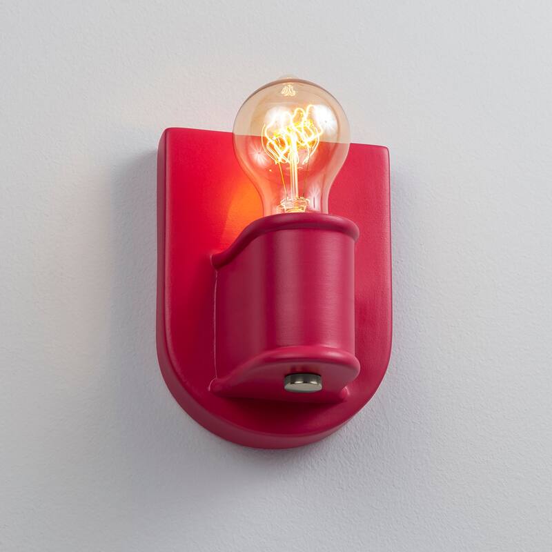 Ceramic Nouveau Wall Sconce - Cerise/Brushed Nickel