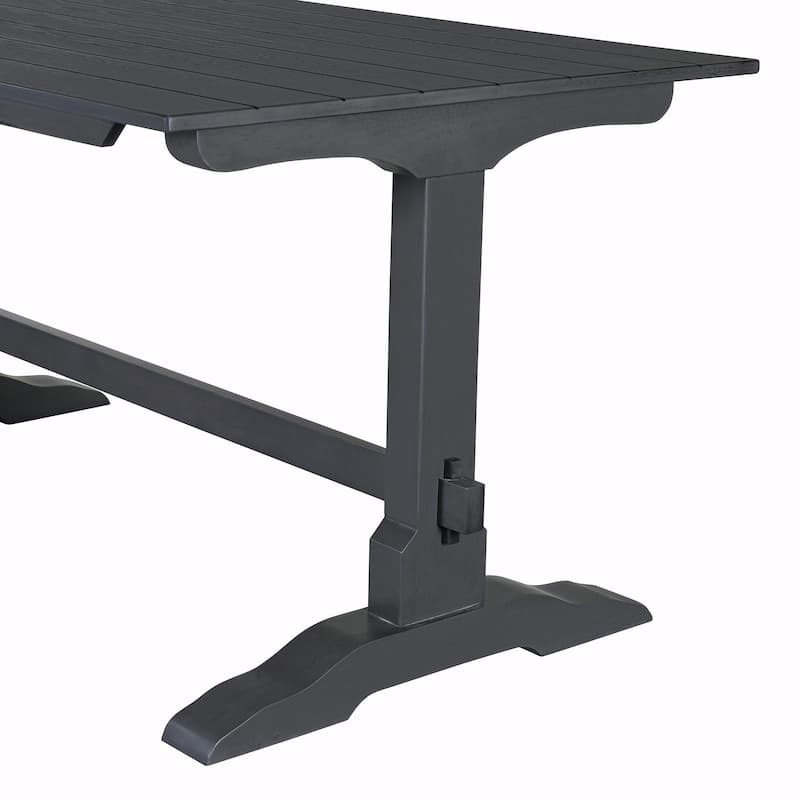 3-Piece Retro Dining Set - Rectangular Trestle Table with 2 Benches