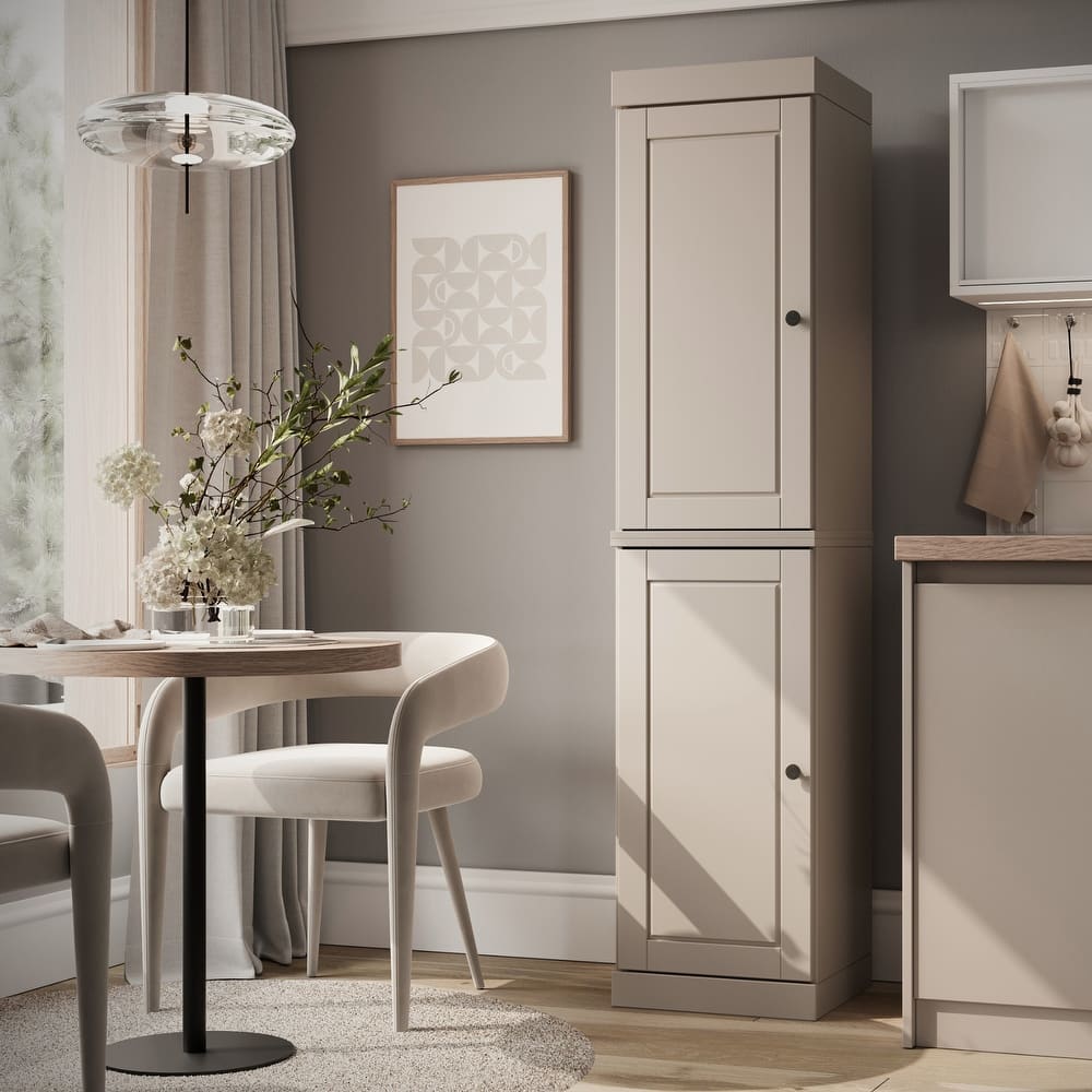 Palace Imports 100% Solid Wood Pantry Cabinet, Raised Panel Doors, Adjustable Shelves, 16.5" Wide, 71.5" Tall