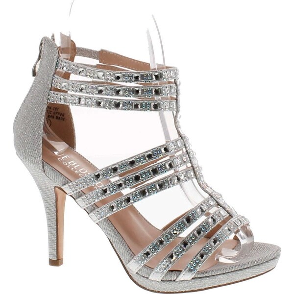 De Blossom Robin-207 Women's Strappy High Heel Rhinestone Wedding Prom Dress Sandal Shoes