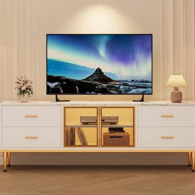 Modern Entertainment Center LED Lighted TV Stand for Living Room 55-75" TVs - N/A