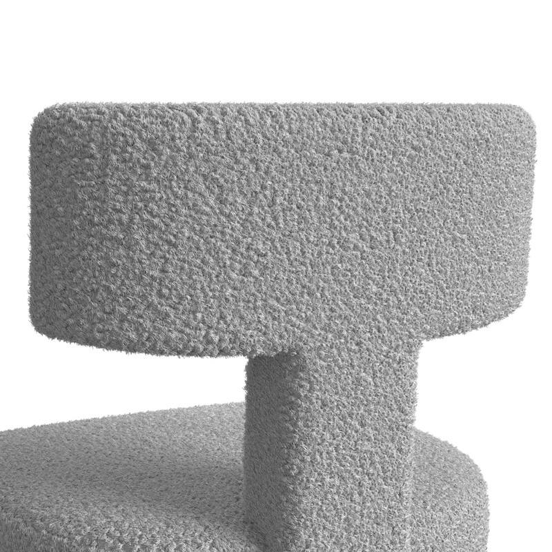 Dining Chairs Boucle Fabric Lamb Upholstered T-Shape (Set of 2)