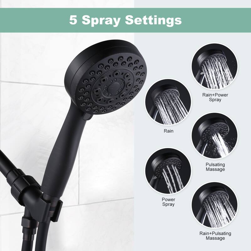 WOWOW 5-Spray 3.5 in. Wall Mount Handheld Shower Head