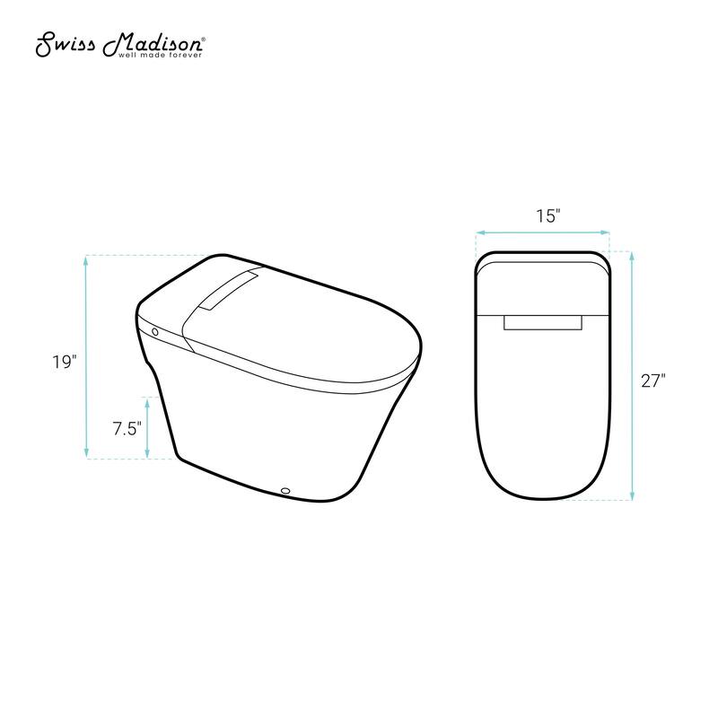 Hugo H Power Flush Tankless Toilet 7" Back Outlet 1 Gpf Non-Electric Toilet With Integrated Tank In Glossy White