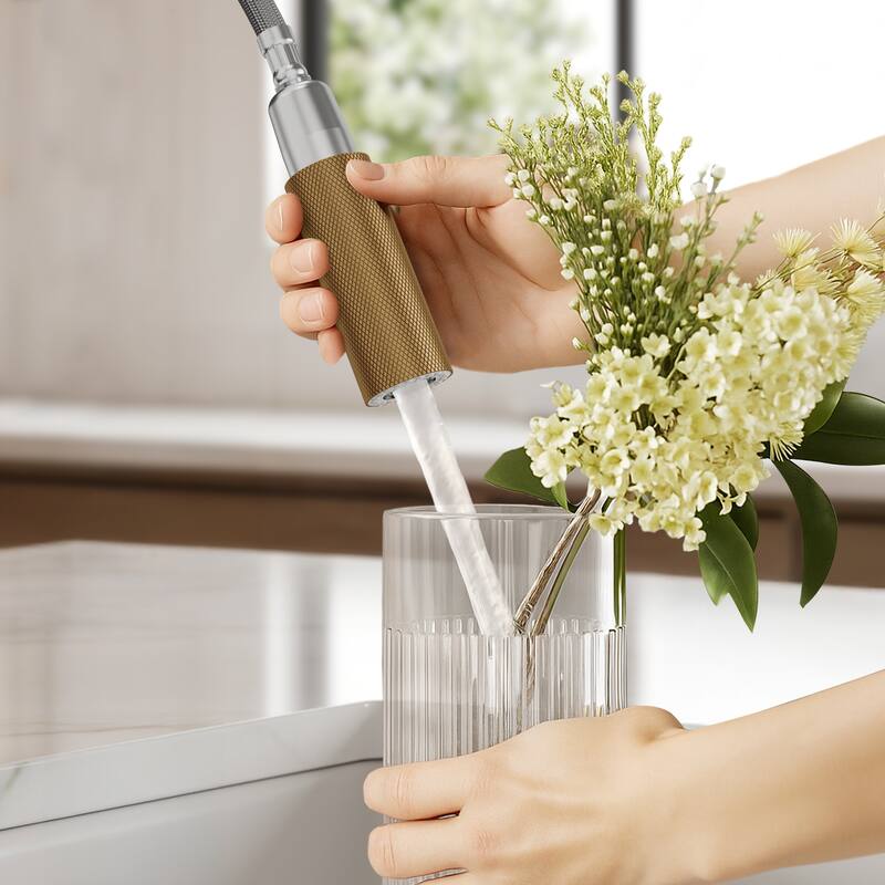 Single-Handle Pull-Down Sprayer Kitchen Faucet with 360° Spout Swivel