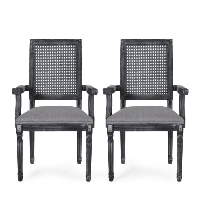 Rustic Set of 2 Bar Stools with Rattan Backrest Foam Cushioned Seat, Solid Wood Frame for Kitchen Island Bar Dining Room